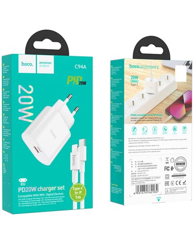 Купити МЗП Hoco C94A Metro PD20W (1USB-C) + кабель Type-C to Lightning