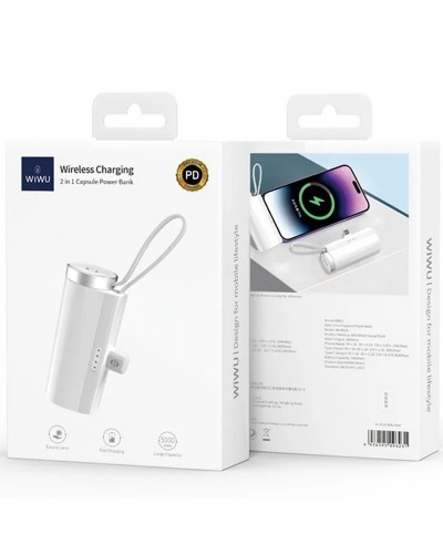Купити Портативний ЗП Power Bank WIWU W026 2 in 1 Type-C з БЗП For Apple Watch 15W 5000 mAh