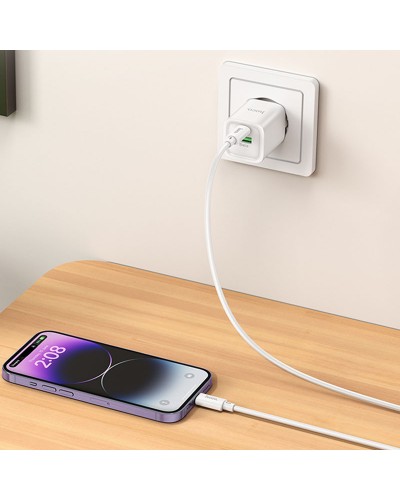 Купити МЗП Hoco C149A Charm PD30W+QC3.0 (1USB-A/1C) + кабель Type-C to Lightning