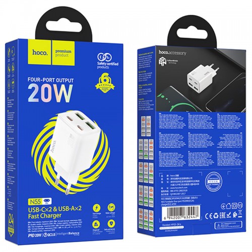 Купить СЗУ Hoco N55 Fundador PD20W four-port (2USB-A/2C)