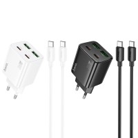 МЗП Hoco N56 Fundador PD30W four-port (2USB-A/2C) + кабель Type-C to Type-C
