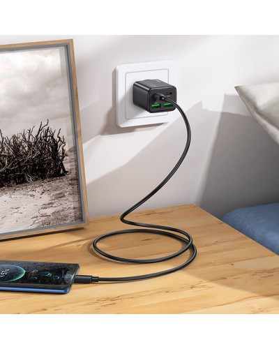 Купити МЗП Hoco N56 Fundador PD30W four-port (2USB-A/2C) + кабель Type-C to Type-C