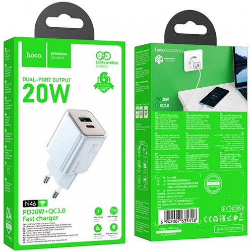 Купить СЗУ Hoco N46 Glorious PD20W+QC3.0 (1USB-A/1C) Купить СЗУ Hoco N46 Glorious PD20W+QC3.0 (1USB-A/1C)