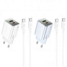 МЗП Hoco N46 Glorious PD20W+QC3.0 (1USB-A/1C) + кабель Type-C to Type-C