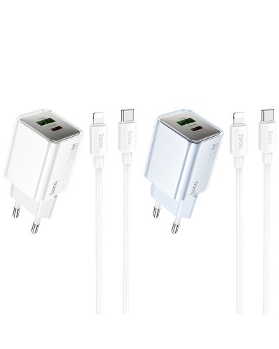 Купити МЗП Hoco N46 Glorious PD20W+QC3.0 (1USB-A/1C) + кабель Type-C to Lightning