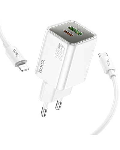 Купити МЗП Hoco N46 Glorious PD20W+QC3.0 (1USB-A/1C) + кабель Type-C to Lightning