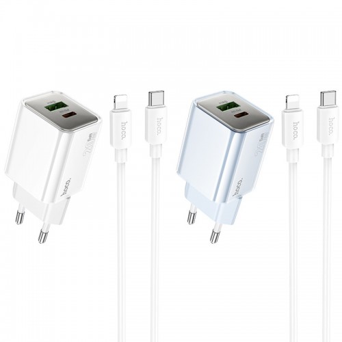 Купить СЗУ Hoco N46 Glorious PD20W+QC3.0 (1USB-A/1C) + кабель Type-C to Lightning Купить СЗУ Hoco N46 Glorious PD20W+QC3.0 (1USB-A/1C) + кабель Type-C to Lightning