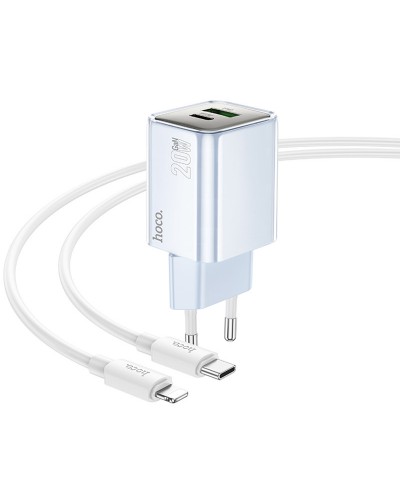 Купити МЗП Hoco N46 Glorious PD20W+QC3.0 (1USB-A/1C) + кабель Type-C to Lightning