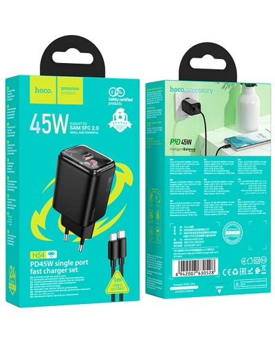 Купити МЗП Hoco N54 Monsoon PD45W (1USB-C) + кабель Type-C to Type-C