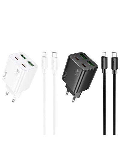 Купити МЗП Hoco N55 Fundador PD20W four-port (2USB-A/2C) + кабель Type-C to Lightning