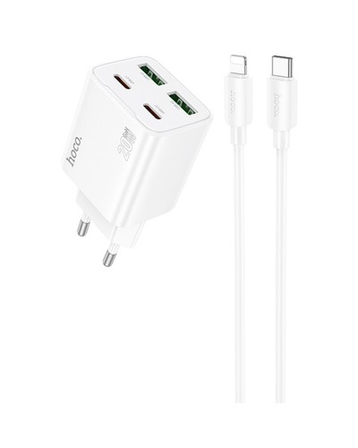 Купити МЗП Hoco N55 Fundador PD20W four-port (2USB-A/2C) + кабель Type-C to Lightning