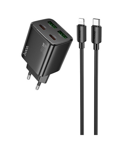 Купити МЗП Hoco N55 Fundador PD20W four-port (2USB-A/2C) + кабель Type-C to Lightning