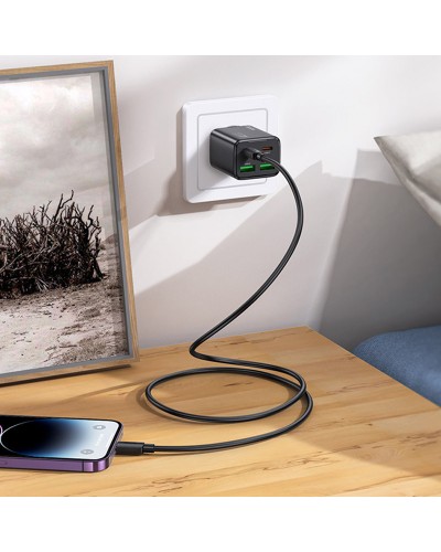Купити МЗП Hoco N55 Fundador PD20W four-port (2USB-A/2C) + кабель Type-C to Lightning