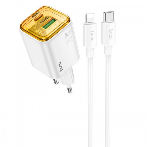 Купить СЗУ Hoco N53 Monsoon PD30W+QC3.0 (1USB-A/1C) + кабель Type-C to Lightning Купить СЗУ Hoco N53 Monsoon PD30W+QC3.0 (1USB-A/1C) + кабель Type-C to Lightning