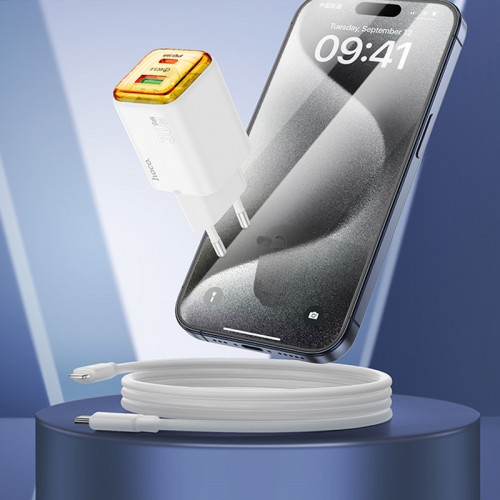 Купить СЗУ Hoco N53 Monsoon PD30W+QC3.0 (1USB-A/1C) + кабель Type-C to Lightning Купить СЗУ Hoco N53 Monsoon PD30W+QC3.0 (1USB-A/1C) + кабель Type-C to Lightning