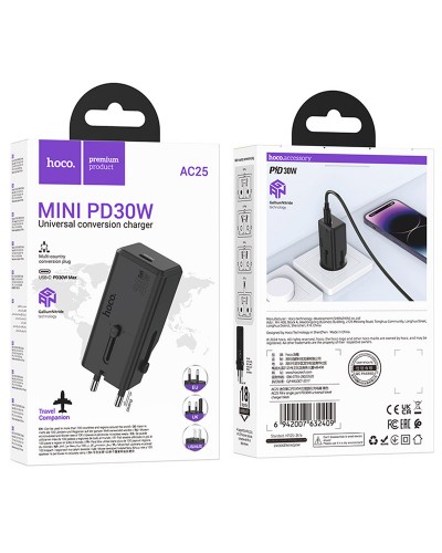 Купити МЗП Hoco AC25 Mini PD30W (1USB-C) universal travel charger