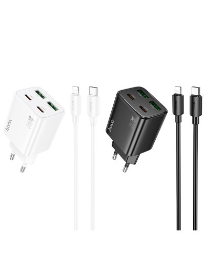 Купити МЗП Hoco N56 Fundador PD30W four-port (2USB-A/2C) + кабель Type-C to Lightning