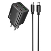 МЗП Hoco N56 Fundador PD30W four-port (2USB-A/2C) + кабель Type-C to Lightning