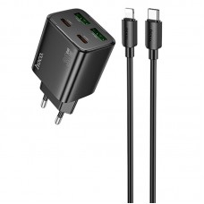 МЗП Hoco N56 Fundador PD30W four-port (2USB-A/2C) + кабель Type-C to Lightning