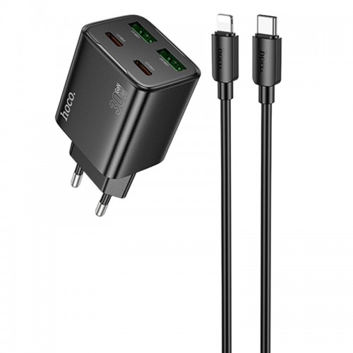 Купить СЗУ Hoco N56 Fundador PD30W four-port (2USB-A/2C) + кабель Type-C to Lightning