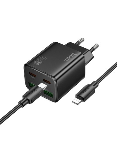 Купити МЗП Hoco N56 Fundador PD30W four-port (2USB-A/2C) + кабель Type-C to Lightning