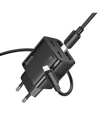 Купити МЗП Hoco N56 Fundador PD30W four-port (2USB-A/2C) + кабель Type-C to Lightning