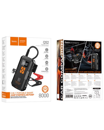 Купити Пусковий пристрій (бустер) для автомобіля Hoco QS2 Land Jump Starter and Air Pump 8000 mAh