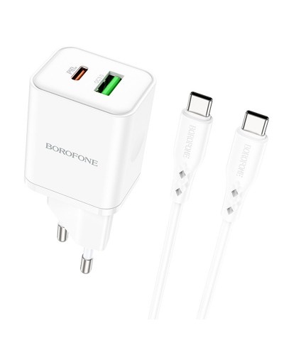 Купити МЗП Borofone BN7 PD20W+QC3.0 (1USB-A/1C) + кабель Type-C to Type-C