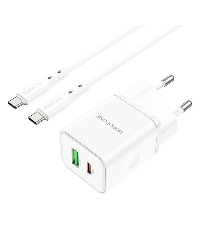 Купити МЗП Borofone BN7 PD20W+QC3.0 (1USB-A/1C) + кабель Type-C to Type-C