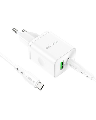 Купити МЗП Borofone BN7 PD20W+QC3.0 (1USB-A/1C) + кабель Type-C to Type-C