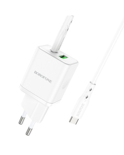 Купити МЗП Borofone BN7 PD20W+QC3.0 (1USB-A/1C) + кабель Type-C to Type-C