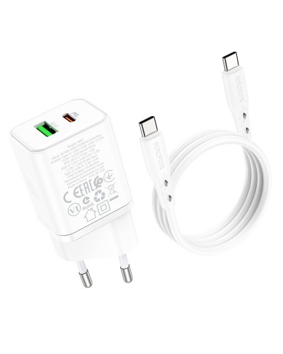 Купити МЗП Borofone BN7 PD20W+QC3.0 (1USB-A/1C) + кабель Type-C to Type-C