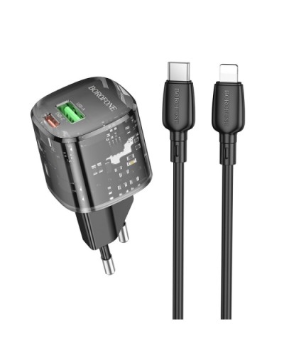 Купити МЗП Borofone BN17 Sunlight PD20W+QC3.0 (1USB-A/1C) + кабель Type-C to Lightning