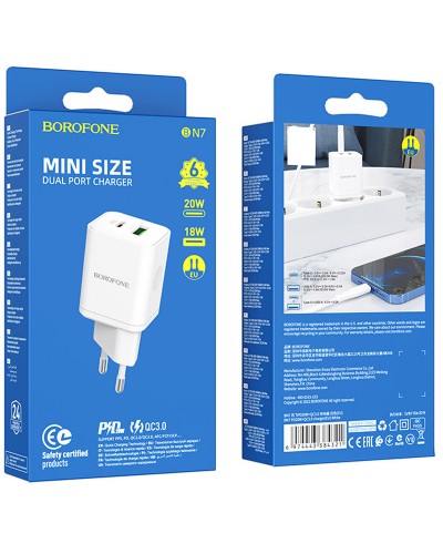 Купити МЗП Borofone BN7 PD20W+QC3.0 (1USB-A/1C)