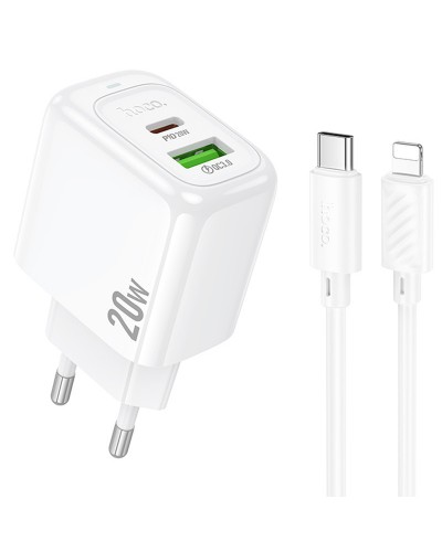 Купити МЗП Hoco CS54A Surplus PD20W+QC3.0 (1USB-A/1C) + кабель Type-C to Lightning