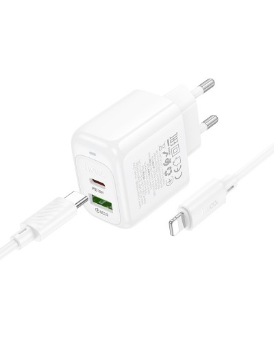 Купити МЗП Hoco CS54A Surplus PD20W+QC3.0 (1USB-A/1C) + кабель Type-C to Lightning