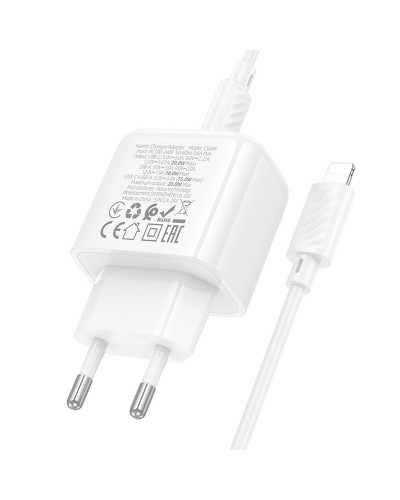 Купити МЗП Hoco CS54A Surplus PD20W+QC3.0 (1USB-A/1C) + кабель Type-C to Lightning