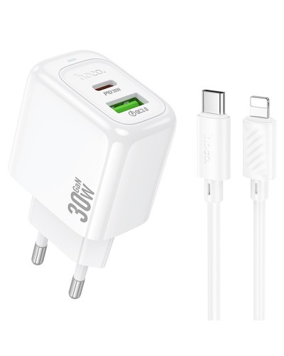 Купити МЗП Hoco CS55A Surplus PD30W+QC3.0 (1USB-A/1C) + кабель Type-C to Lightning