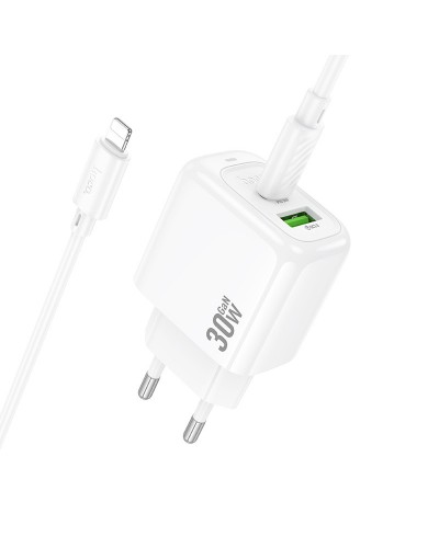 Купити МЗП Hoco CS55A Surplus PD30W+QC3.0 (1USB-A/1C) + кабель Type-C to Lightning