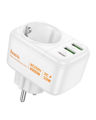 Купити МЗП Hoco AC26 Changer Outlet Extender 20W (2USB-A/1C/1Socket)