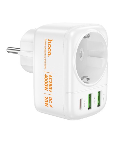 Купити МЗП Hoco AC26 Changer Outlet Extender 20W (2USB-A/1C/1Socket)