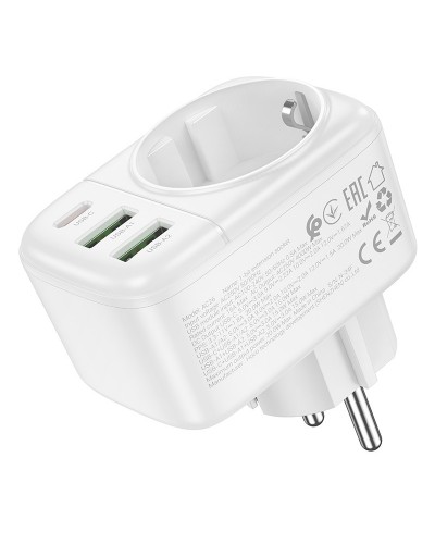 Купити МЗП Hoco AC26 Changer Outlet Extender 20W (2USB-A/1C/1Socket)