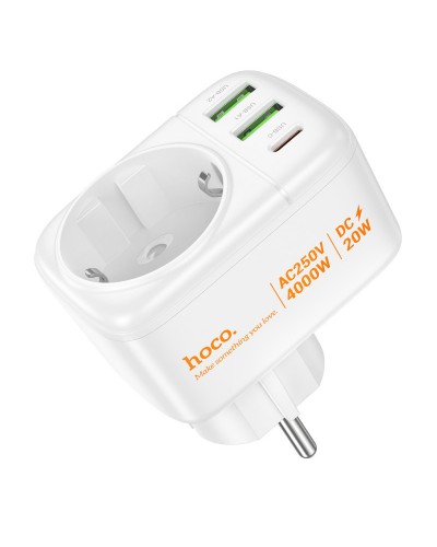 Купити МЗП Hoco AC26 Changer Outlet Extender 20W (2USB-A/1C/1Socket)