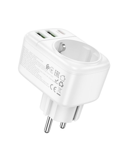 Купити МЗП Hoco AC26 Changer Outlet Extender 20W (2USB-A/1C/1Socket)