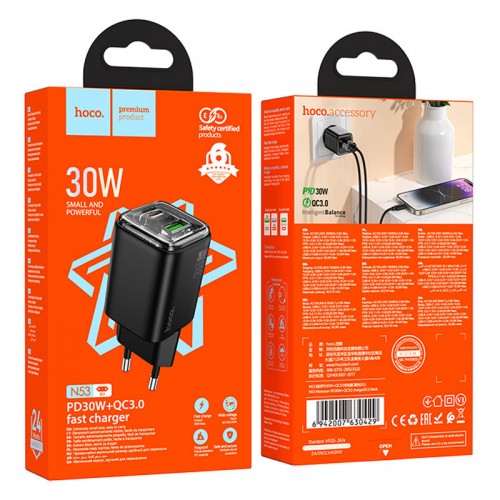 Купить СЗУ Hoco N53 Monsoon PD30W+QC3.0 (1USB-A/1C)