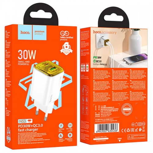 Купить СЗУ Hoco N53 Monsoon PD30W+QC3.0 (1USB-A/1C)
