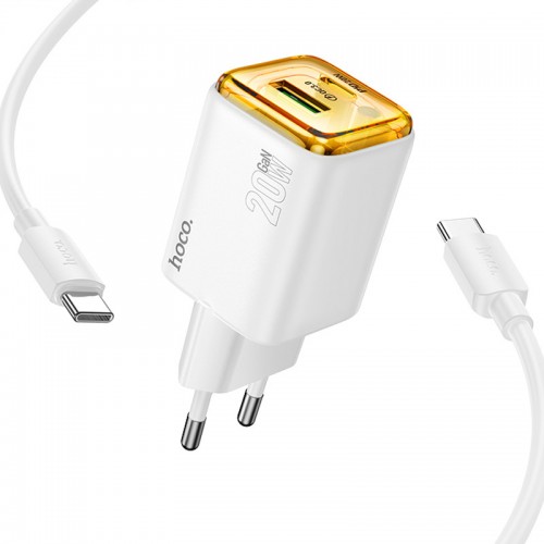 Купить СЗУ Hoco N52 Monsoon PD20W+QC3.0 (1USB-A/1C) + кабель Type-C to Type-C Купить СЗУ Hoco N52 Monsoon PD20W+QC3.0 (1USB-A/1C) + кабель Type-C to Type-C