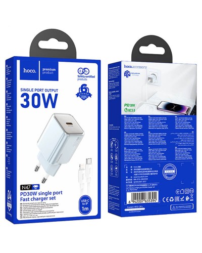 Купити МЗП Hoco N47 Glorious PD30W (1USB-C) + кабель Type-C to Lightning
