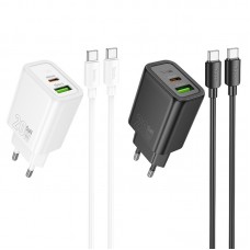МЗП Hoco N61 Gentle PD20W+QC3.0 (1USB-A/1C) + кабель Type-C to Type-C