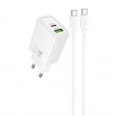 МЗП Hoco N61 Gentle PD20W+QC3.0 (1USB-A/1C) + кабель Type-C to Type-C